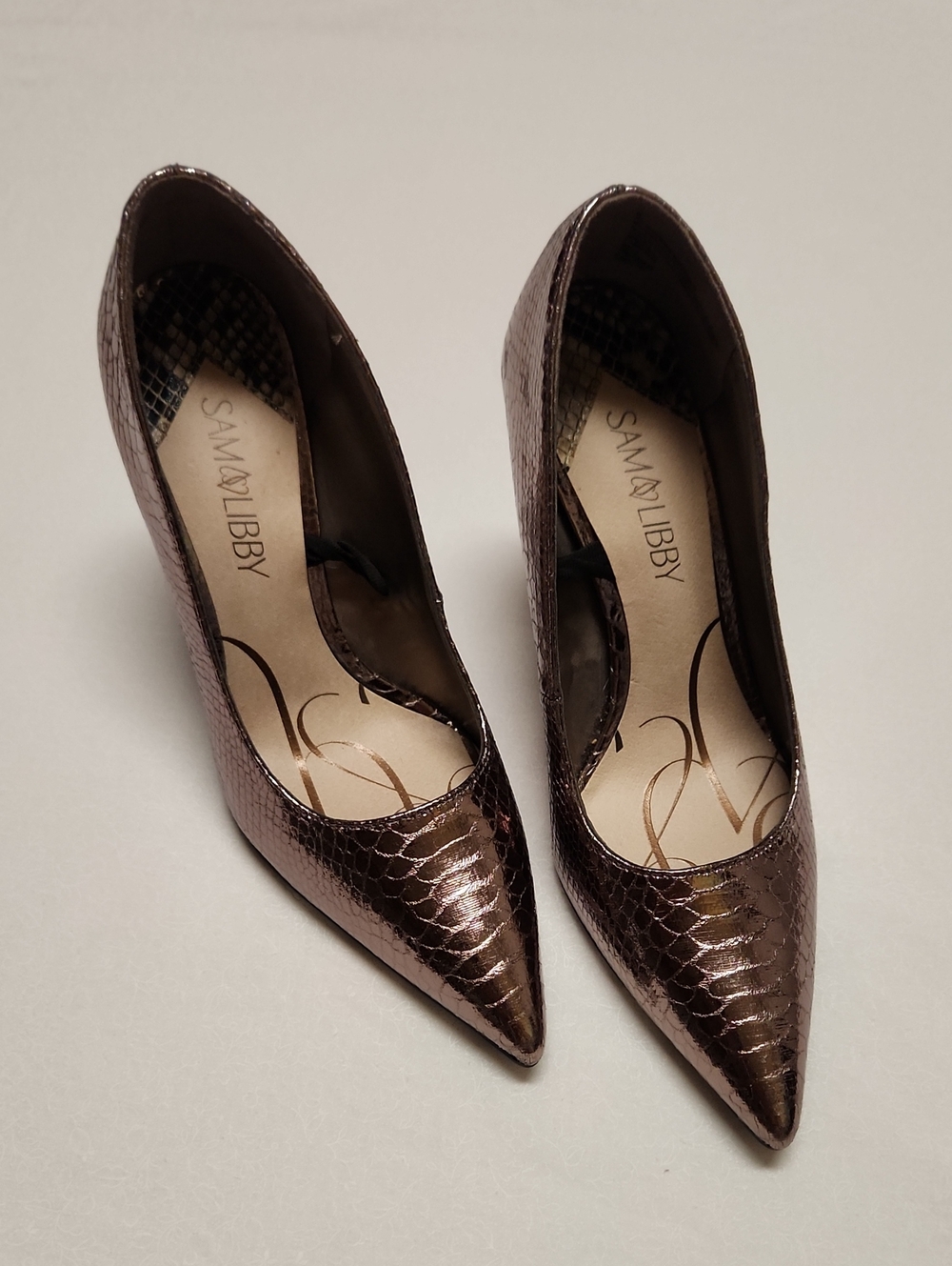 Sam & Libby Metallic Bronze Pointed-Toe Pumps Sz 8